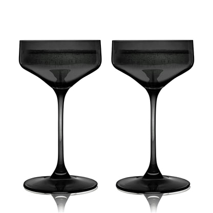 Reserve Nouveau Crystal Coupe Glasses in Smoke Set of 2